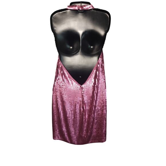 Elegant express Pink Sequin Halter Dress - Picture 5 of 10